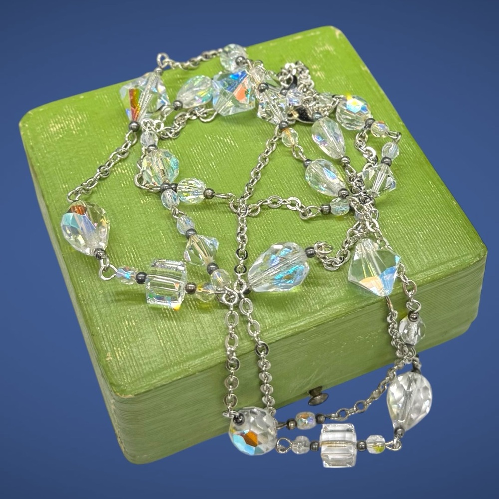 Kirks Folly Clear Aurora Borealis Multi-shaped Crystal Necklace - Picture 5 of 8